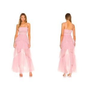 BCBGMAXAZRIA Oly Womens Ruffled Corset Evening Gown Pink Size 6 NWT Small Flaw